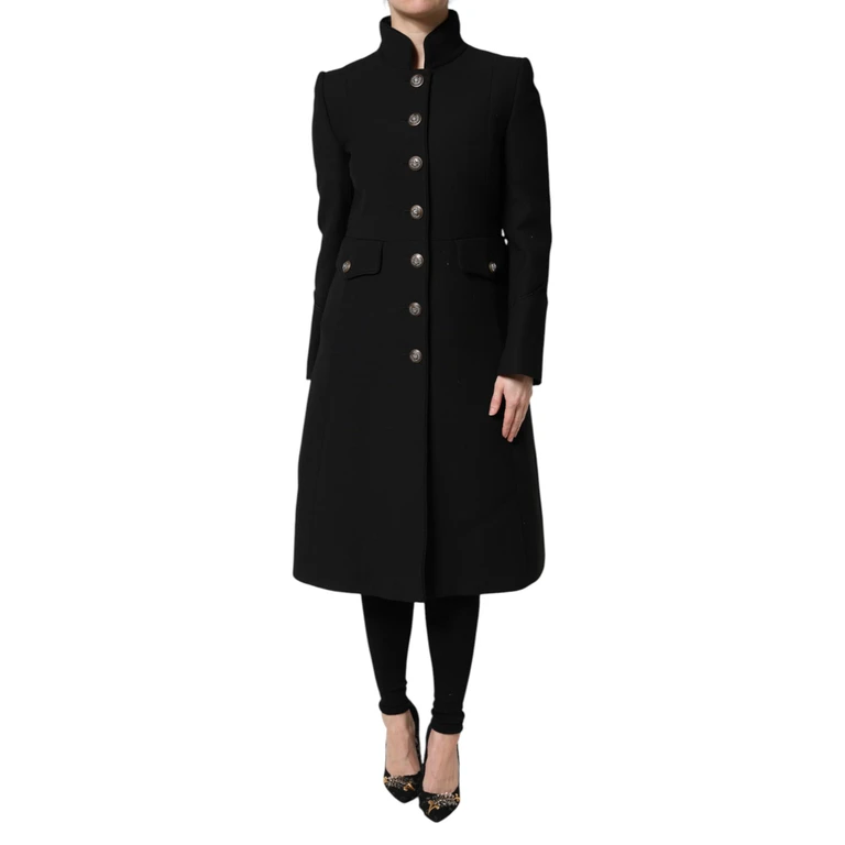 Dolce & Gabbana Black Wool Single Breasted Trench Coat Jacket Virgin Nylon Clothing - Women
