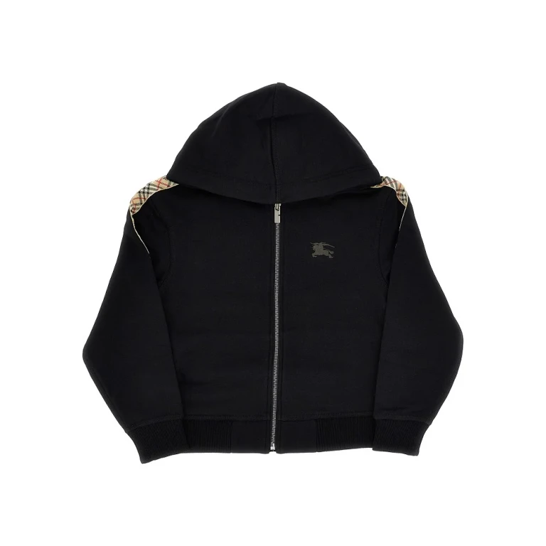 BURBERRY Full-zip hoodie with Check trimmings Kids 8Y