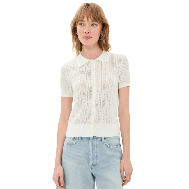 Joe's Jeans The Davey Pointelle Cardigan​ Ecru XS