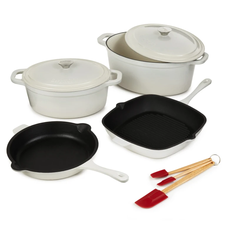 Neo 9pc Cast Iron Cookware Set, White