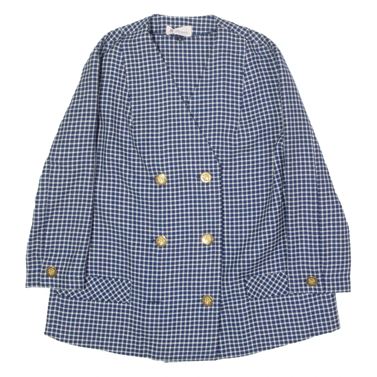 MATERNA Maternity Womens Blazer Jacket Blue 80s Check S