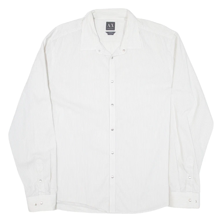 ARMANI EXCHANGE Slim Fit Mens Shirt White Striped Long Sleeve XL
