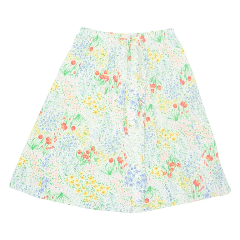 HUNTER Womens A-Line Skirt Cream Midi 90s Floral M