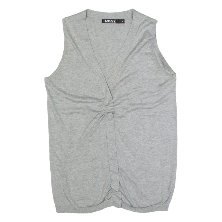 DKNY Womens Top Grey V-Neck Sleeveless S