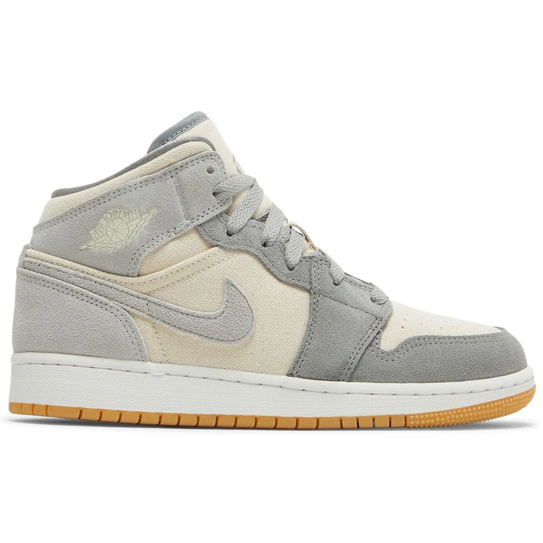 Grade School Retro 1 Mid Se 'Coconut Milk Particle Grey' Gs Sneakers