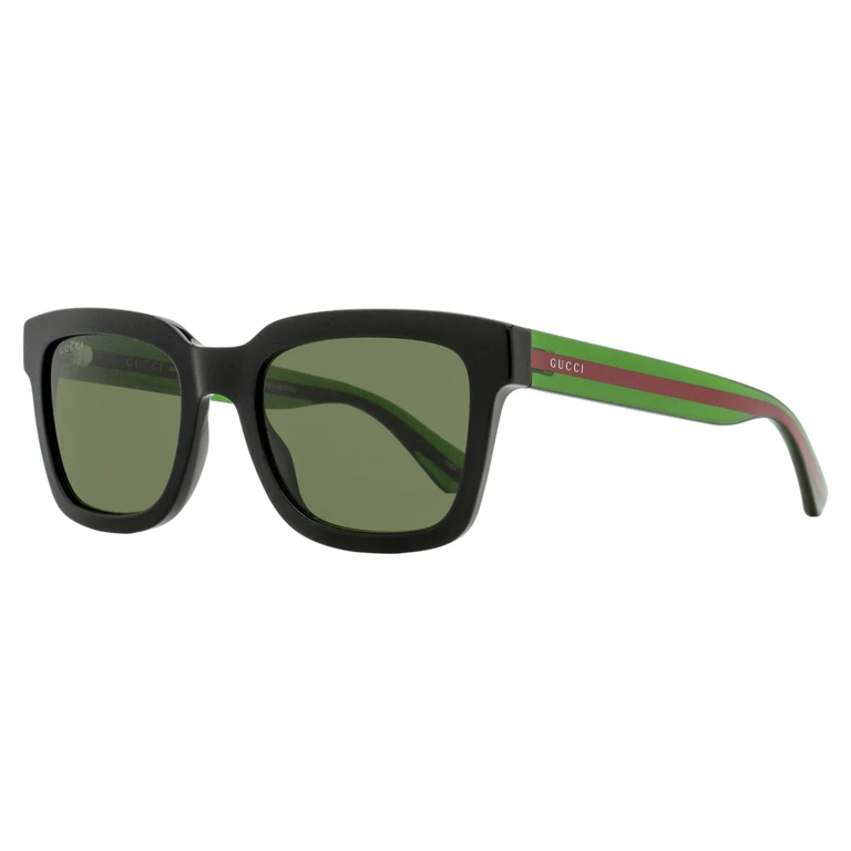 Rectangular Web Sunglasses GG0001SN 002 Black/Green 52mm