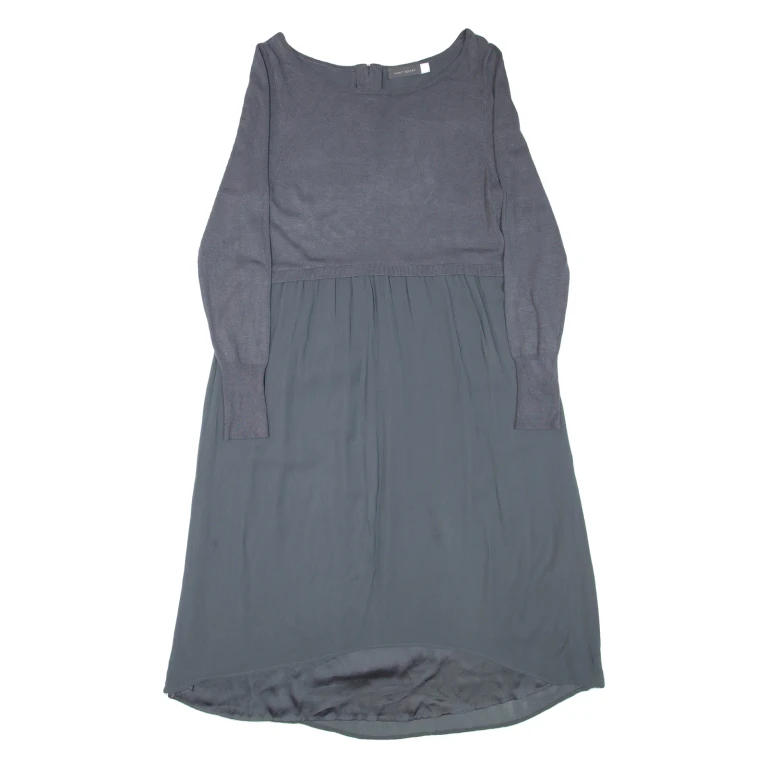 MINT VELVET Womens Day Dress Grey Viscose Long Sleeve Hi-Low L