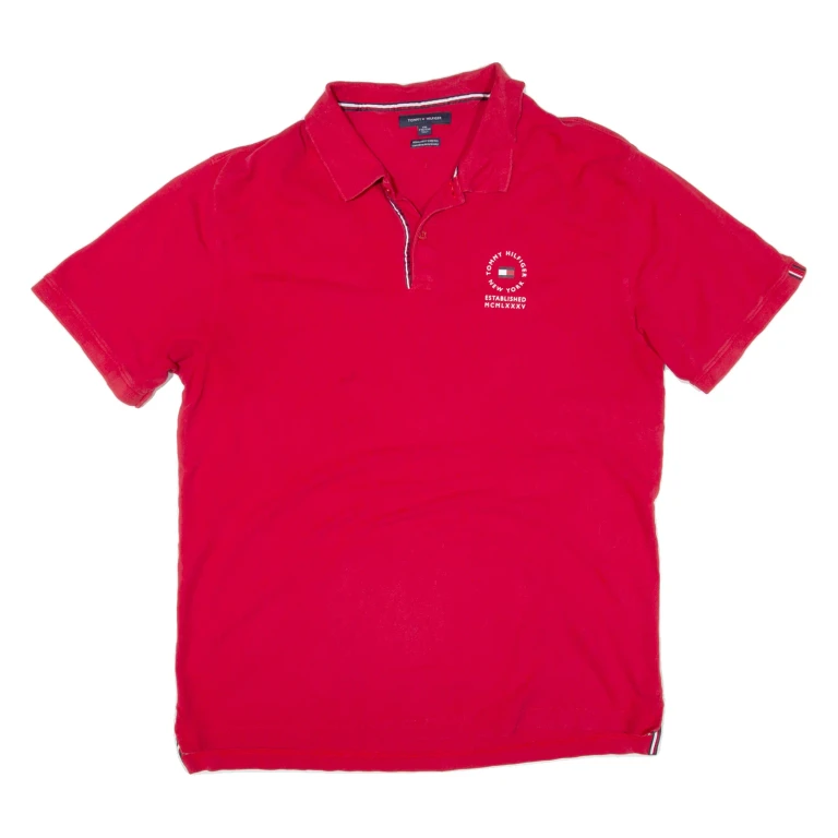 TOMMY HILFIGER Mens Polo Shirt Red 2XL