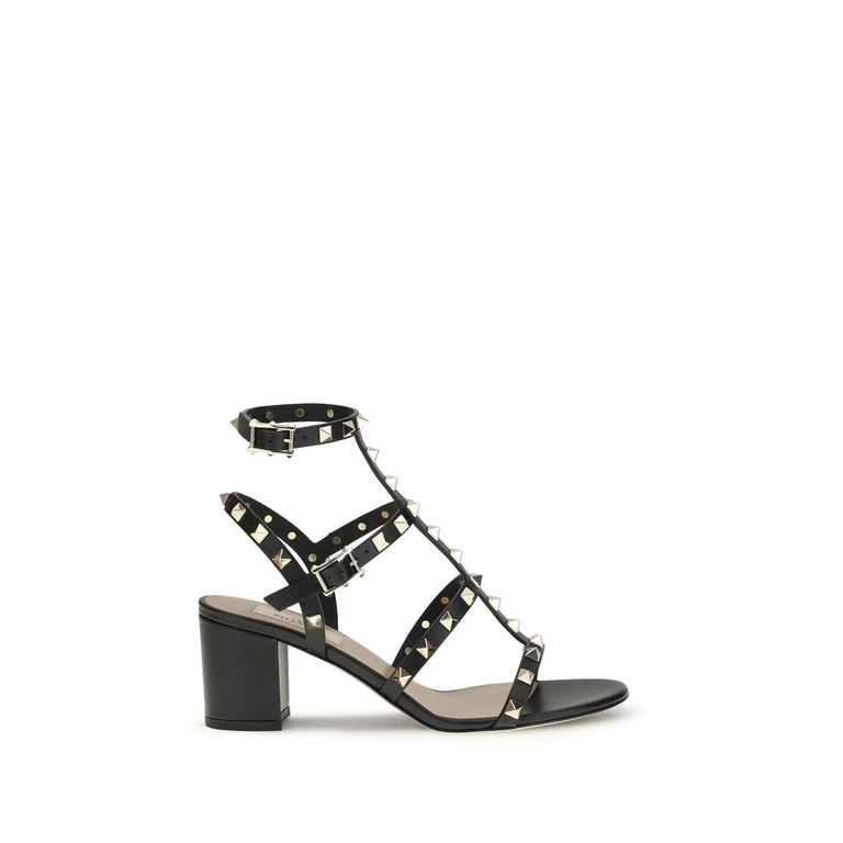 Valentino Garavani Black Calf Leather Bos Taurus Platform Sandals - Women