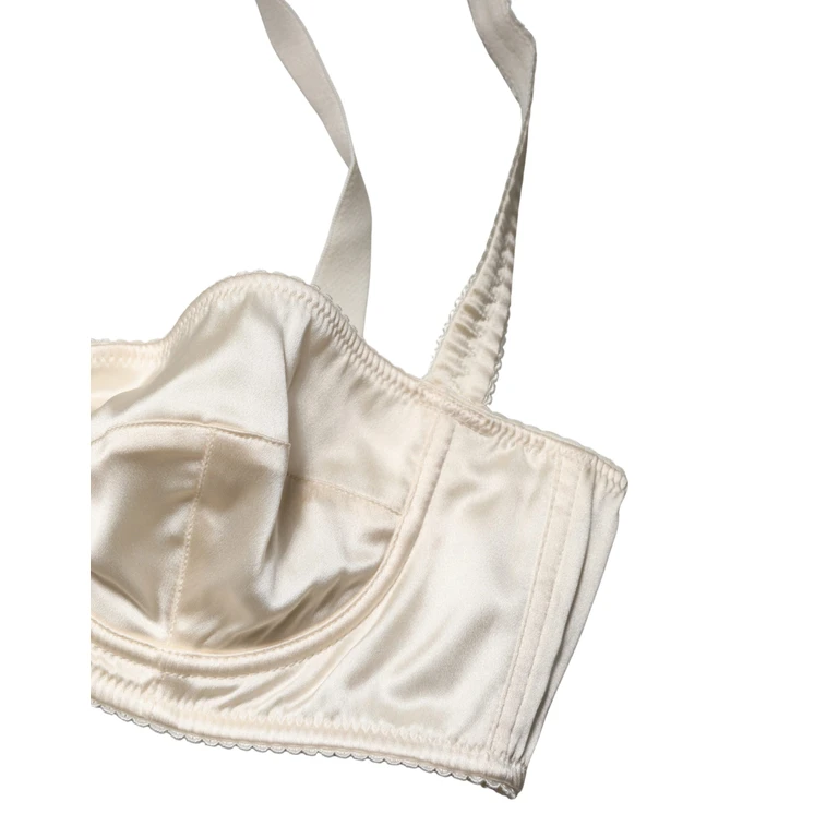 Dolce & Gabbana Off White Semi-Pad Underwire Balconette Bra Underwear Beige Elastane Silk Clothing - Women