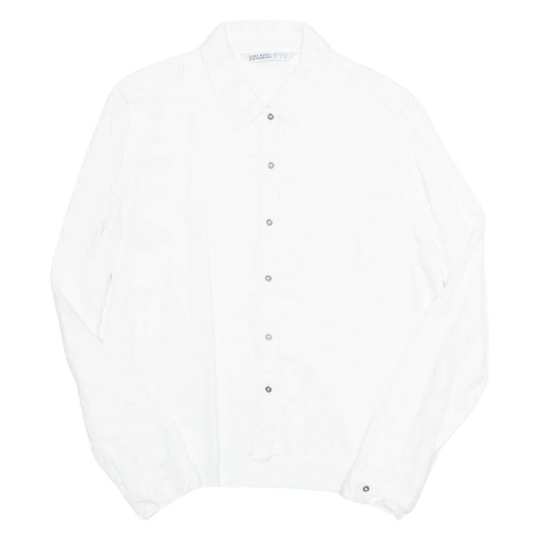 ZARA BASIC Womens Shirt White Collared Long Sleeve M