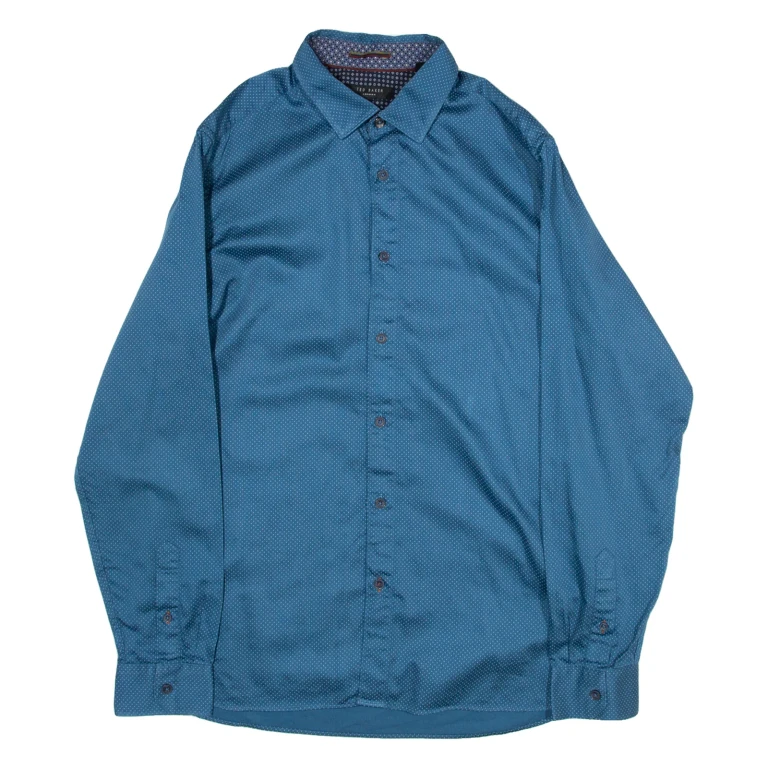 TED BAKER Mens Shirt Blue Polka Dot Long Sleeve M