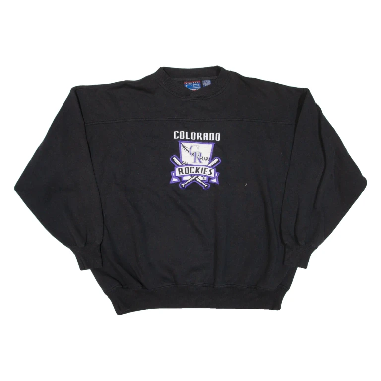Colorado Rockies Mens Sweatshirt Black V-Neck USA XL