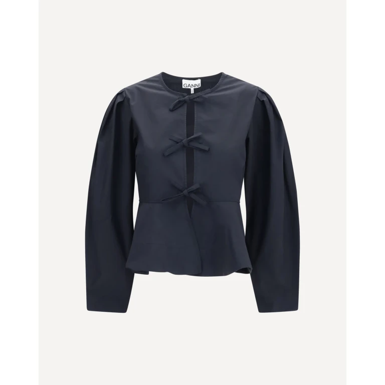 GANNI Cotton poplin Blouse with bows Female 38