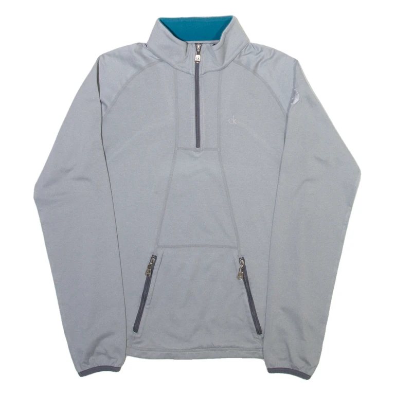 CALVIN KLEIN Golf Womens Sweatshirt Grey 1/4 Zip UK 10