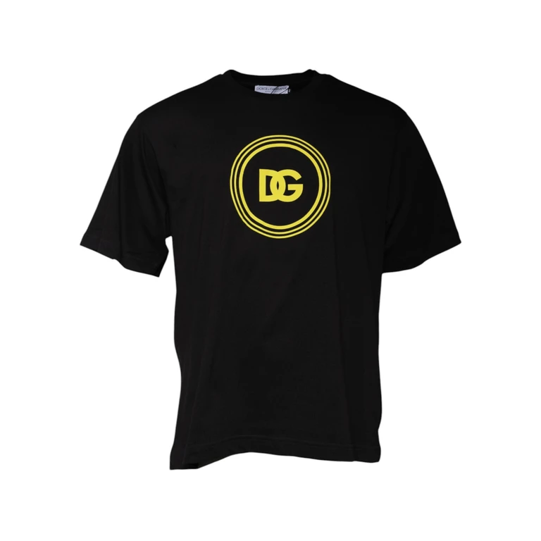 Dolce & Gabbana Black Logo Print Cotton Crew Neck T-Shirt - Men