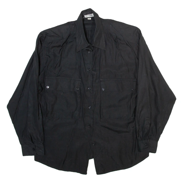 SPENGLER Womens Shirt Black Collared Long Sleeve M