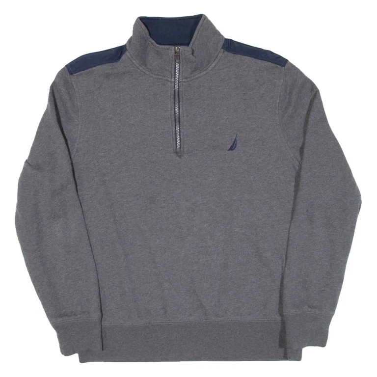 NAUTICA Mens Sweatshirt Grey 1/4 Zip M