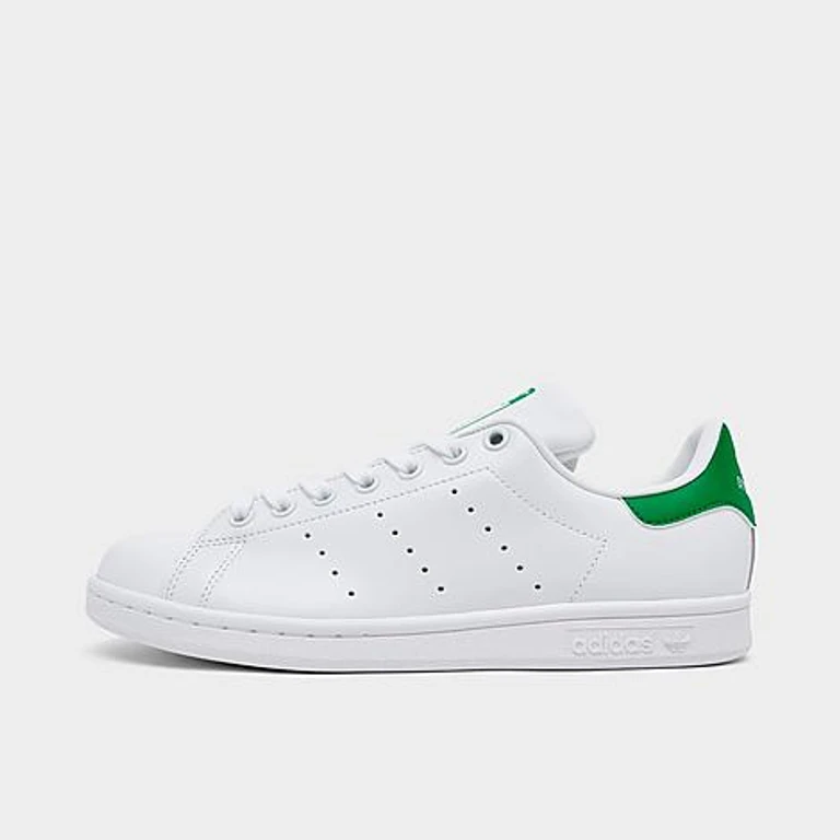 adidas Women's Originals Stan Smith Casual Shoes in Cloud White/Cloud White/Green Size: 5.5