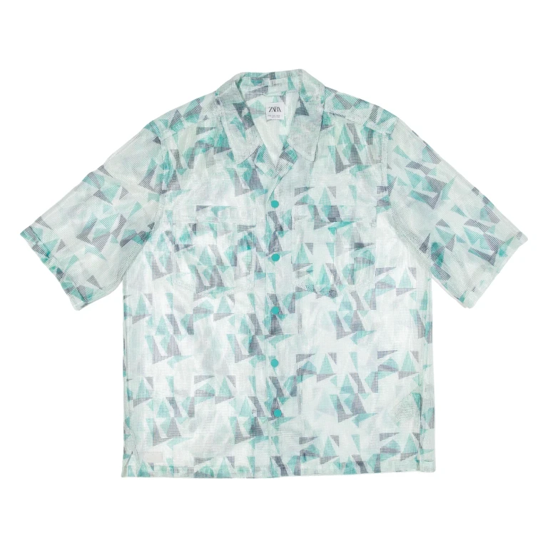 ZARA MEN Mens Shirt Green Crazy Pattern M