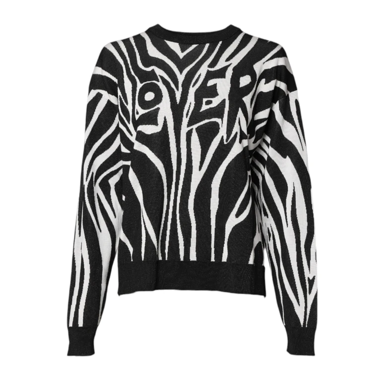 Dolce & Gabbana Black White Print Women Pullover Sweater Silk Woolviscose Polyester Clothing - Women