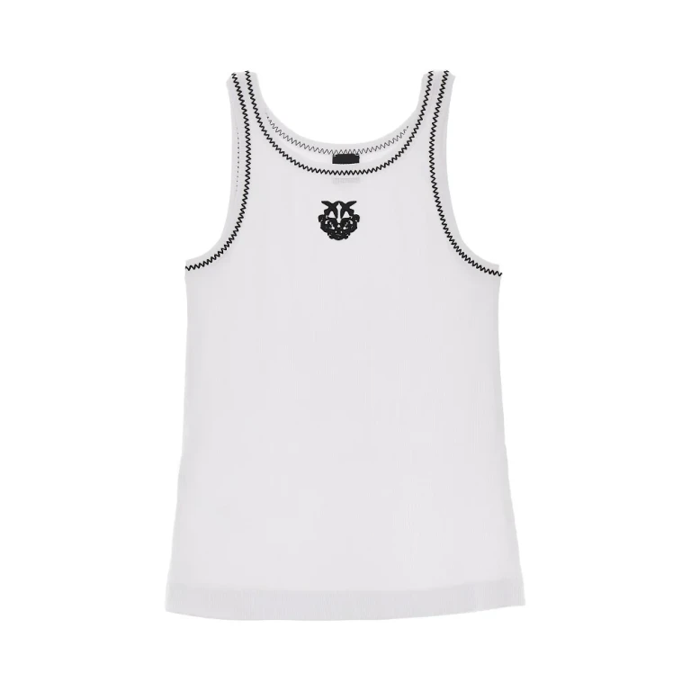 PINKO Love Birds embroidery ribbed tank top Woman XS
