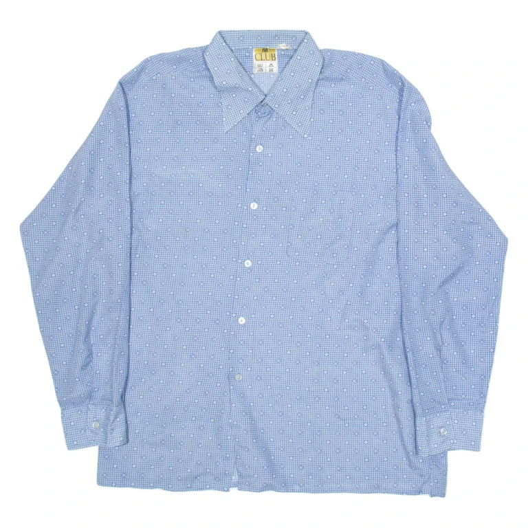 CLUB Mens Shirt Blue Geometric Long Sleeve M