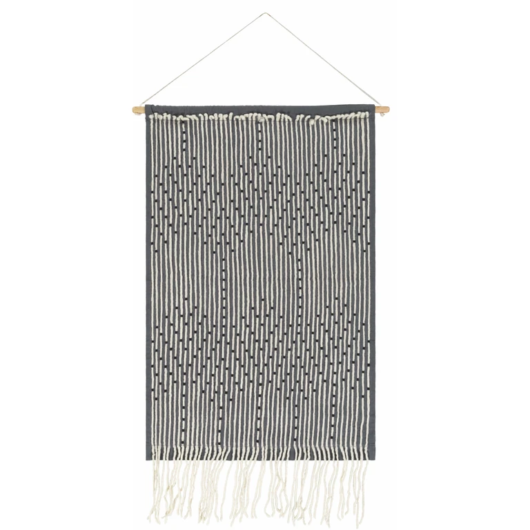 Mansura Gray and White Patterned Wall Hanging