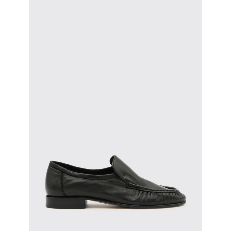 Two Smooth Calfskin Loafers with Raised Apron Seam (F1923SN60BBLK)