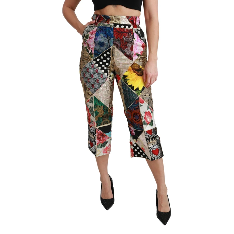 Dolce & Gabbana Silk Multicolor Print High Waist Cropped Pants Viscose Polyamide - Women