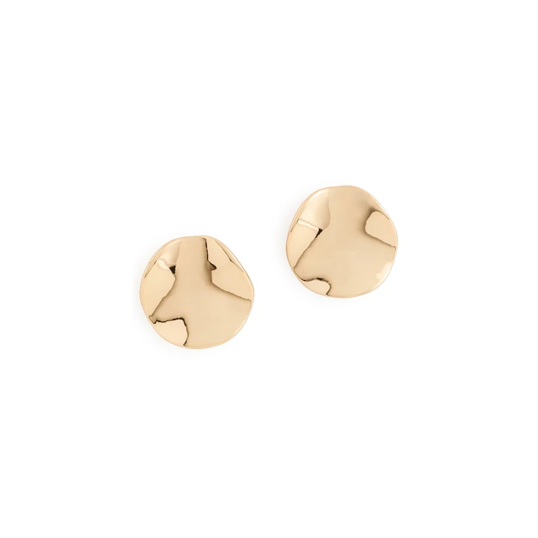 Molten Disc Stud Earrings Gold One Size