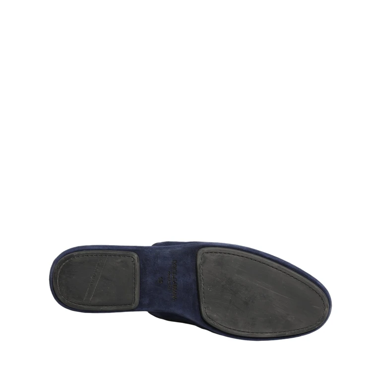 Dolce & Gabbana Blue Suede Slides Flat Slipper Men Shoes Capra (suede) - Men