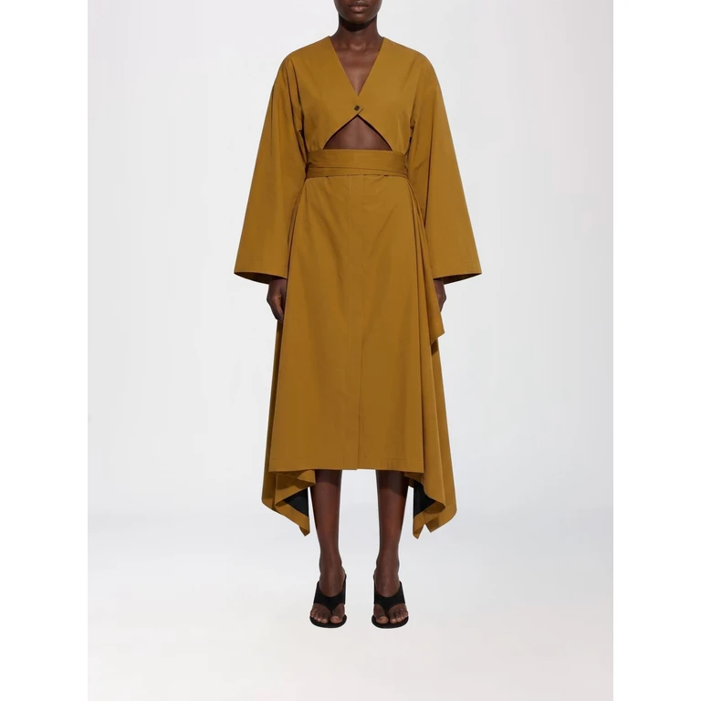 Asymmetrical Midi Tunic in Cotton Poplin with Kimono Sleeves and Cut-Outs (AA9R3049T611C710)