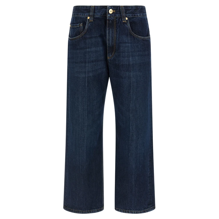 Brunello Cucinelli Blue Cotton Cropped Jeans Clothing - Women