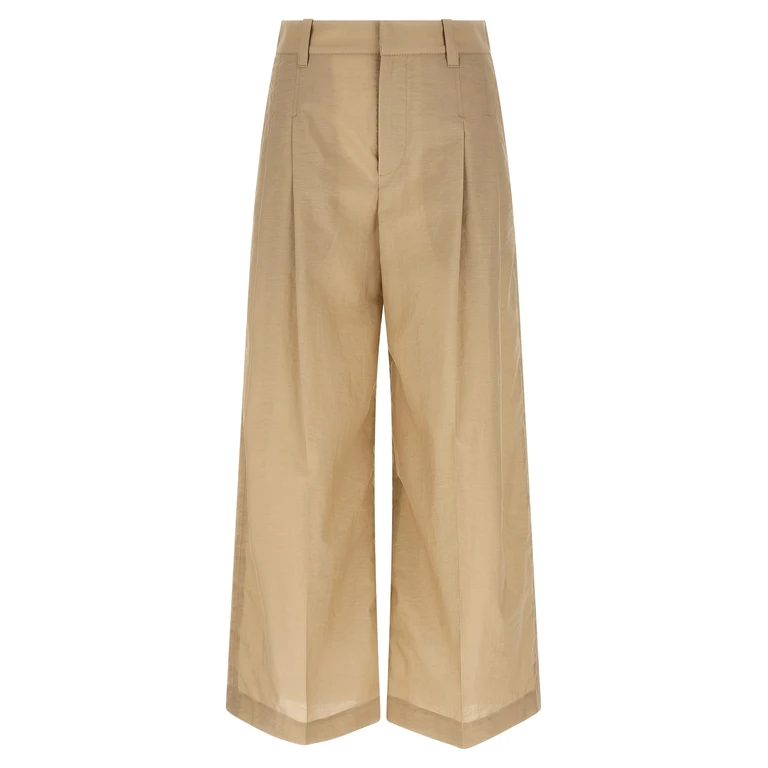 Brunello Cucinelli Beige Cotton Casual Pants - Women
