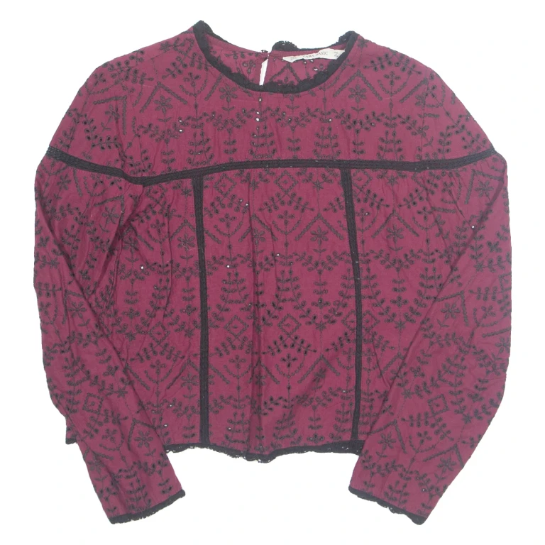 ZARA Womens Top Maroon Long Sleeve S