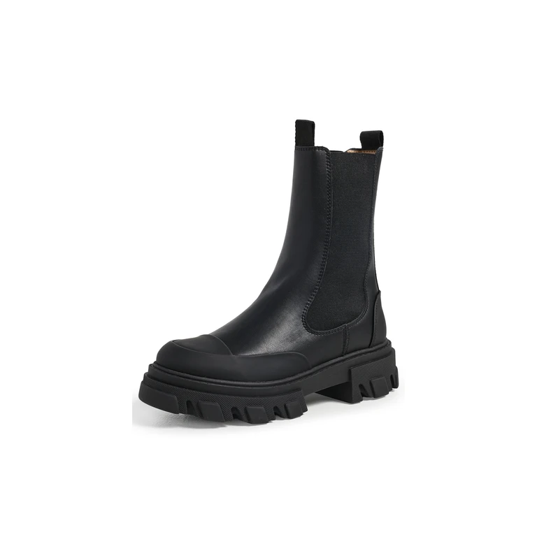 GANNI Cleated Mid Chelsea Boots Black 42