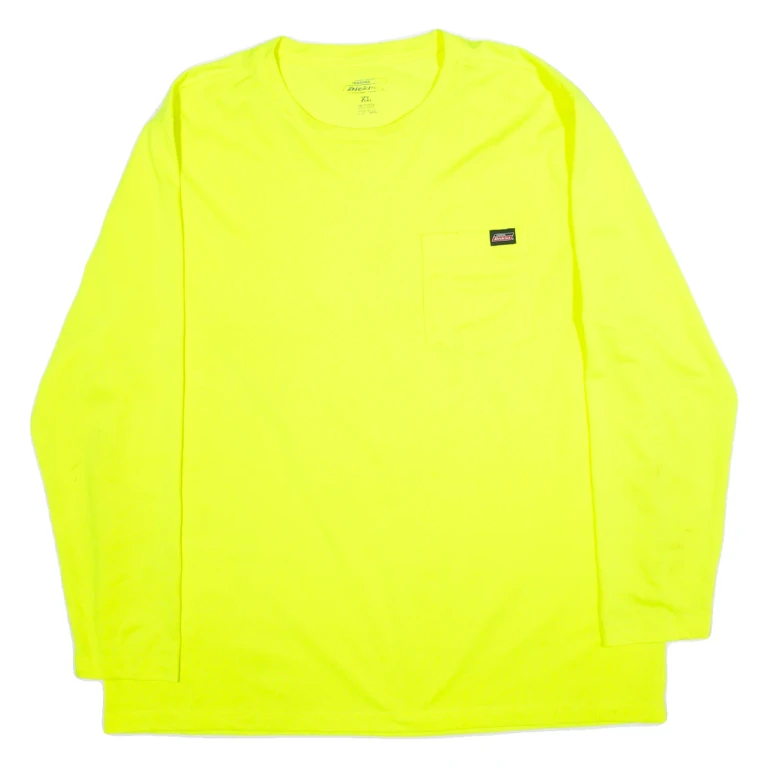DICKIES Mens T-Shirt Yellow Long Sleeve XL