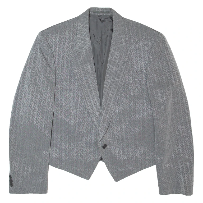 MAZZON Womens Blazer Jacket Silver Wool 90s M
