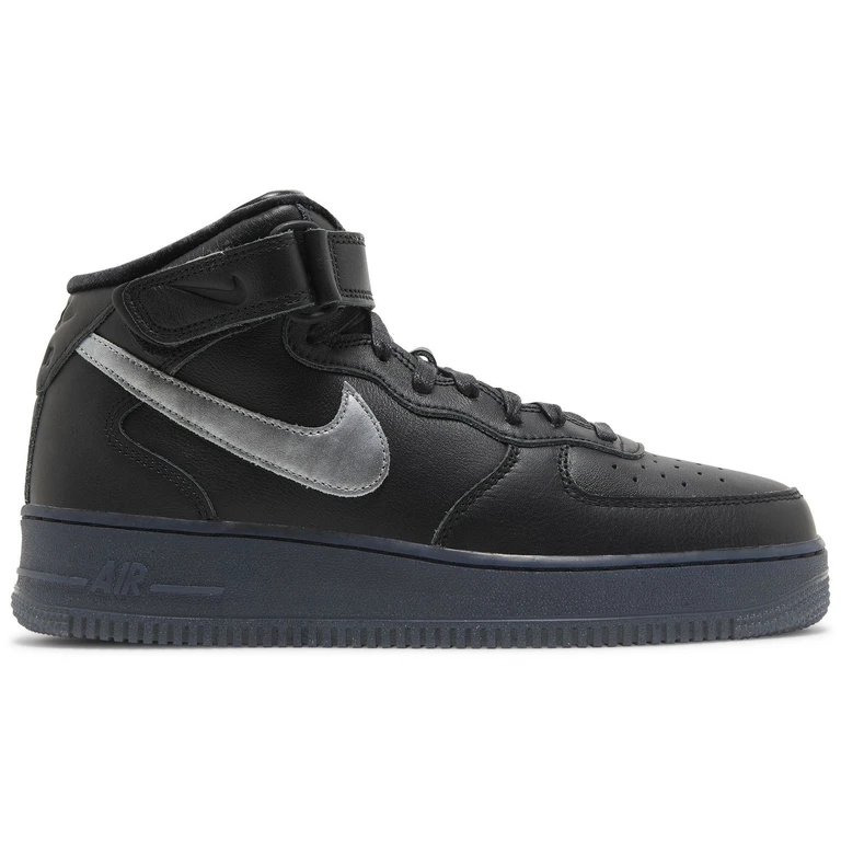 Men's Air Force 1 Mid Prm 'Black Metallic Silver' Sneakers