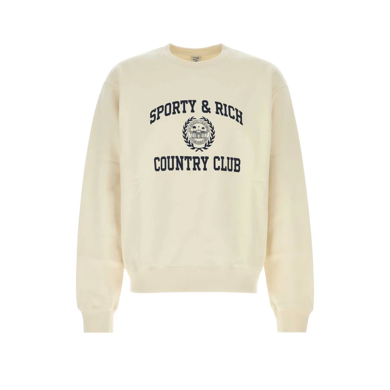 Sporty & Rich Ivory Cotton Sweatshirt Ecrunavy Exterior: Felpe - Unisex