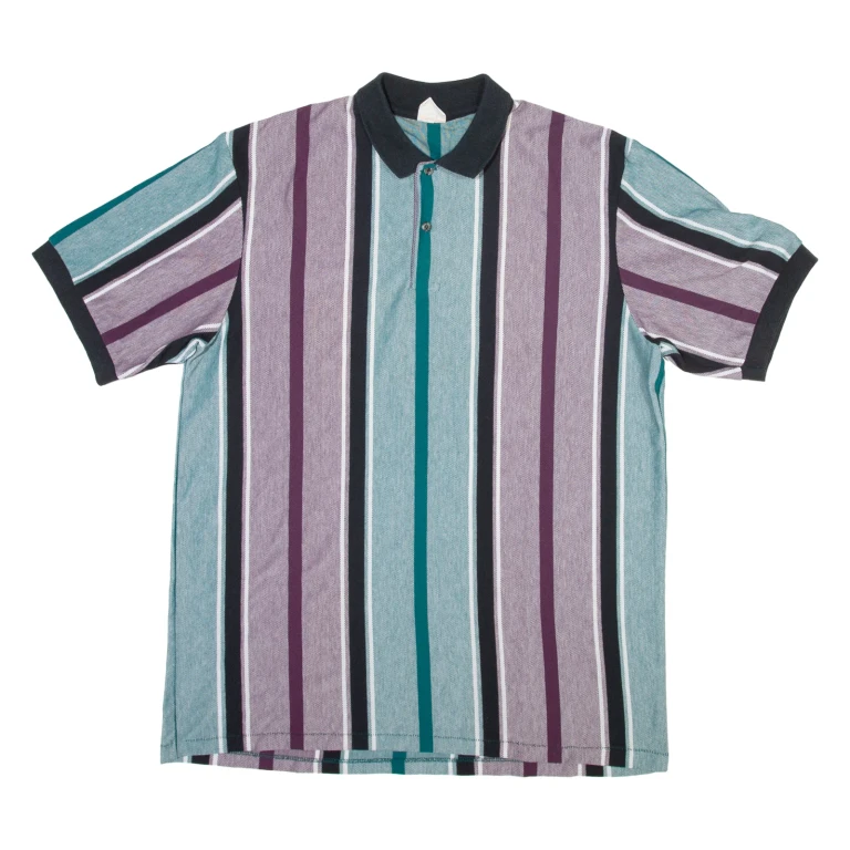 FASHION SEAL Mens Polo Shirt Blue Striped XL