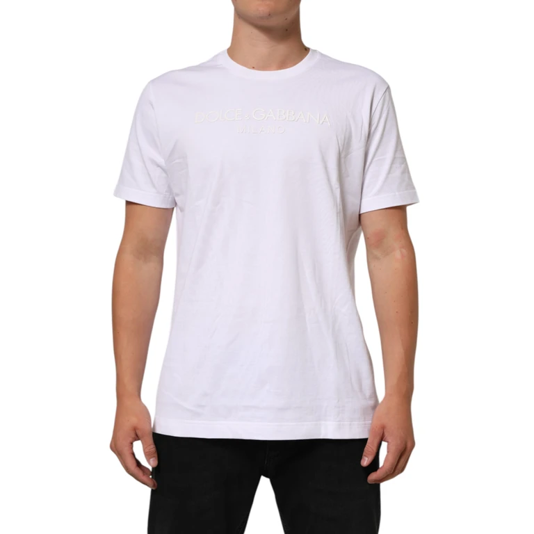 Dolce & Gabbana White Cotton Crew Neck Short Sleeves T-Shirt - Men