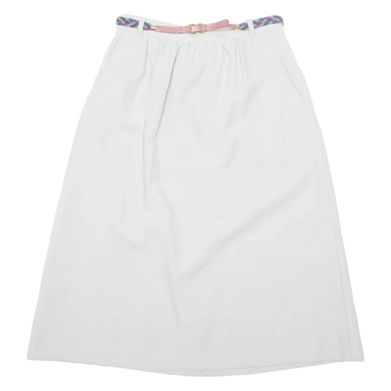 KAKI ROBERTS Belted Womens A-Line Skirt Grey Midi UK 10