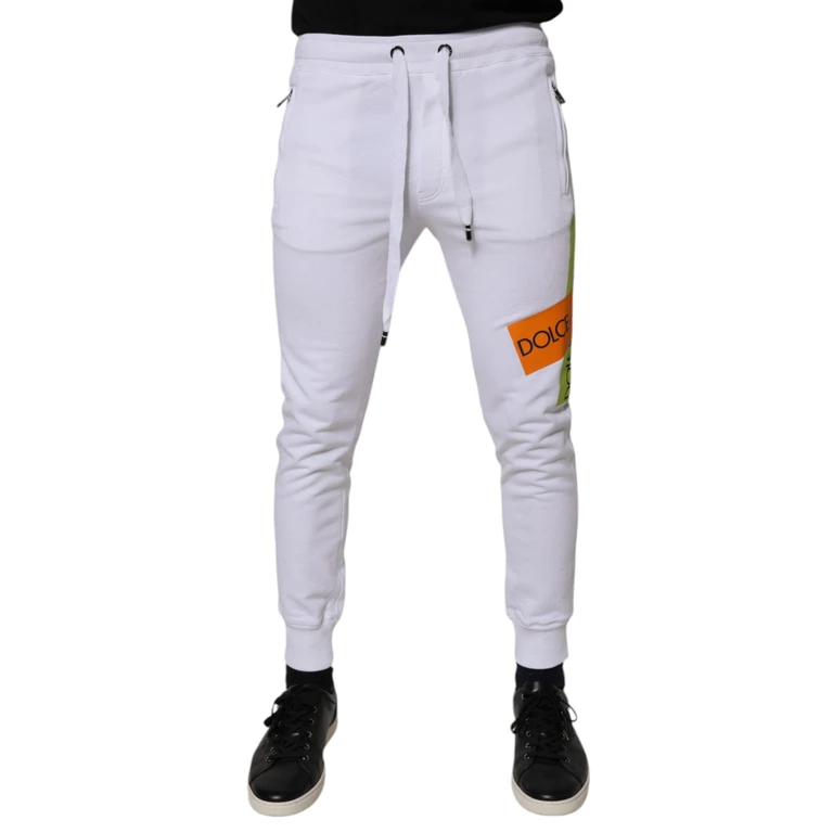 Dolce & Gabbana White Cotton Logo Jogger Pants - Men