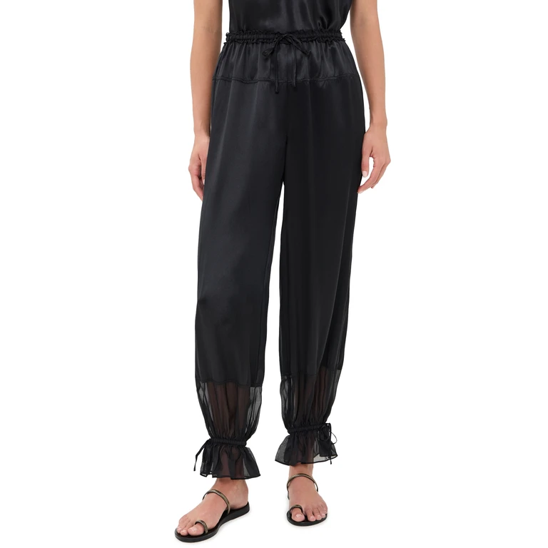 Ulla Johnson Camile Silk Cinched Pants Noir 8