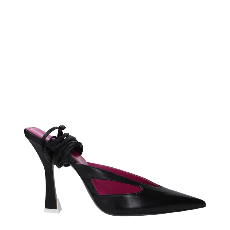 The Attico Black Leather Stiletto Heel Sandals - Women