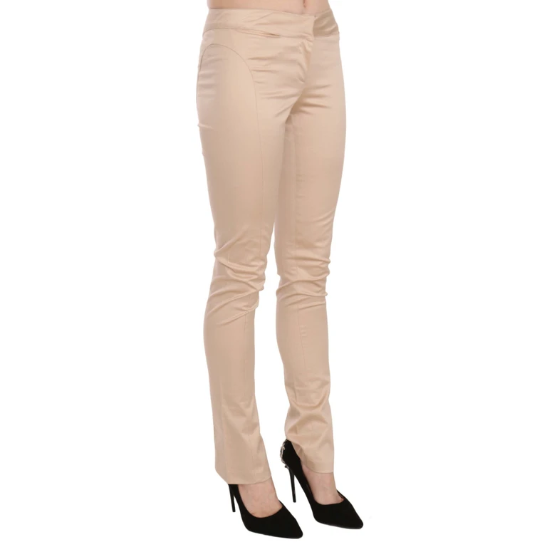 Just Cavalli Cream Low Waist Skinny Formal Trousers Pants Cotton Elastane - Women