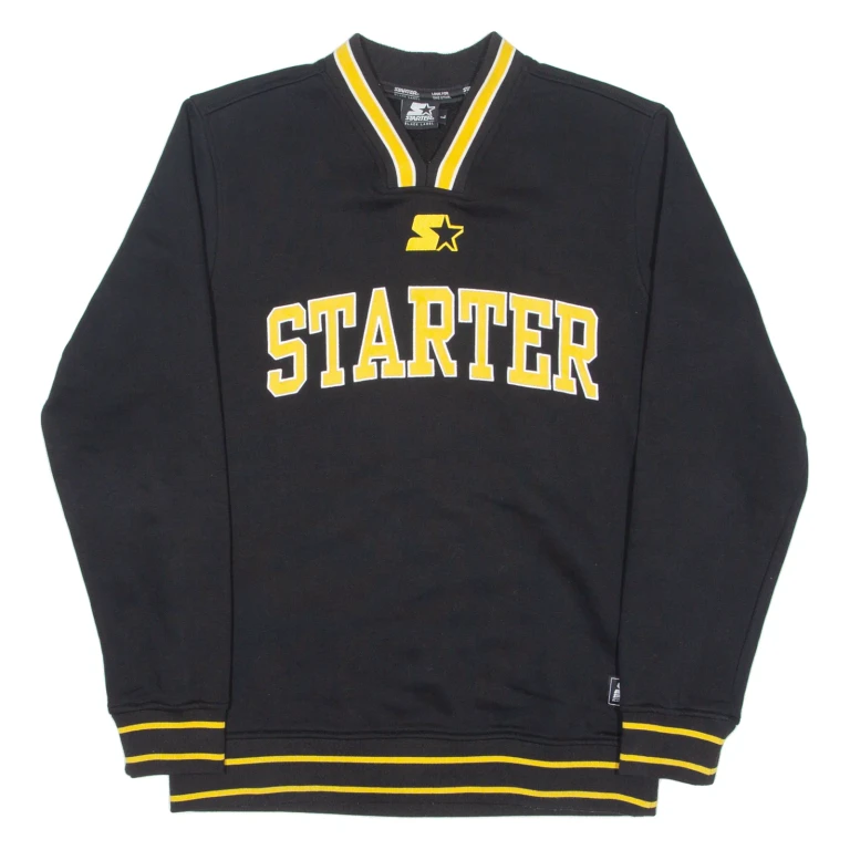 STARTER Mens Sweatshirt Black V-Neck L