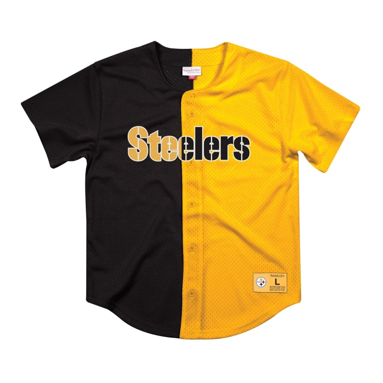 Men's NFL Split Color Mesh Button Front Steelers